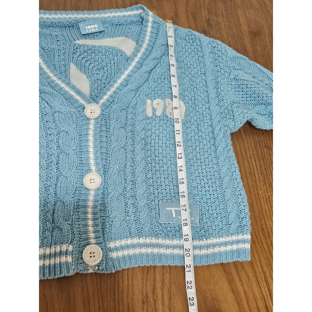 Taylor Swift Sweater Womens MD/LG Blue 1989 Taylor's Version Cable Bird Cardigan - Picture 5 of 8
